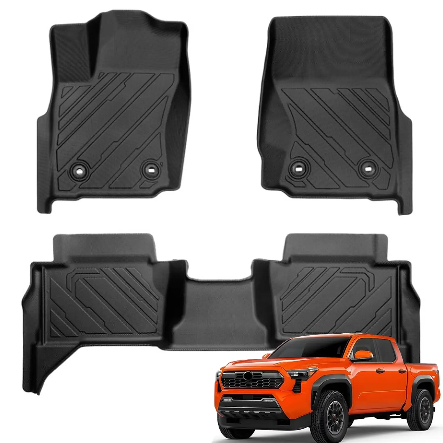 Canvcle Custom Fit Car Floor Mats - 2016-2026 Toyota Tacoma Double Cab Automatic, All Weather TPE Rubber Liners, Non-Slip, Odorless Car Truck Accessories, Car Floor Mats All Weather