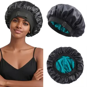 Satin Silk Hair Bonnet for Sleeping - Sleep Bonnets With Elastic Band Adjustable Night Sleep Cap for Women Men With Curly Braid Hair(1PCS/2PCS/3PCS, 13inch/33cm)