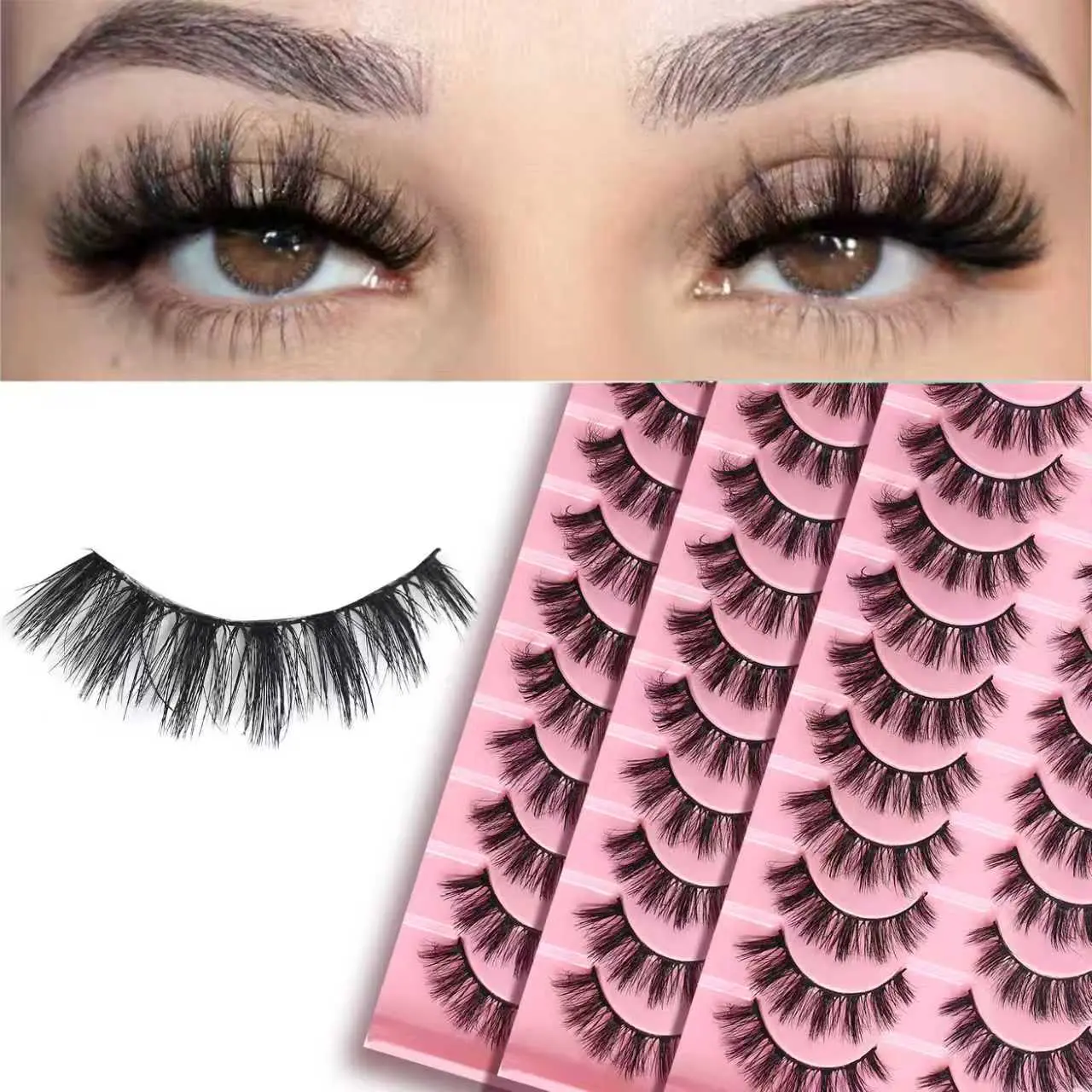 30 Pairs Cat-Eye False Eyelashes, Fluffy C Curl Synthetic Hair Strips for a Full Bold & Eye-Magnifying Look, 15mm Dense Reusable Kit for Wedding, Strip Lashes, Youth, Cross, Volumized Fake Eyelashes, False Eyelashes & Adhesives