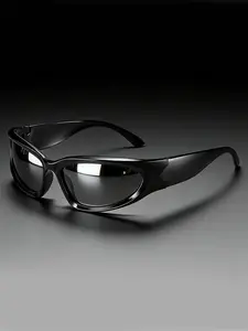 Y2K Futuristic Wraparound Sunglasses, Unisex Cyberpunk Shades, European and American Street Style, Versatile Sun Protection, Trendy Streetwear Sunglasses, Trendy Frames Sunglasses, Cool Sunglasses
