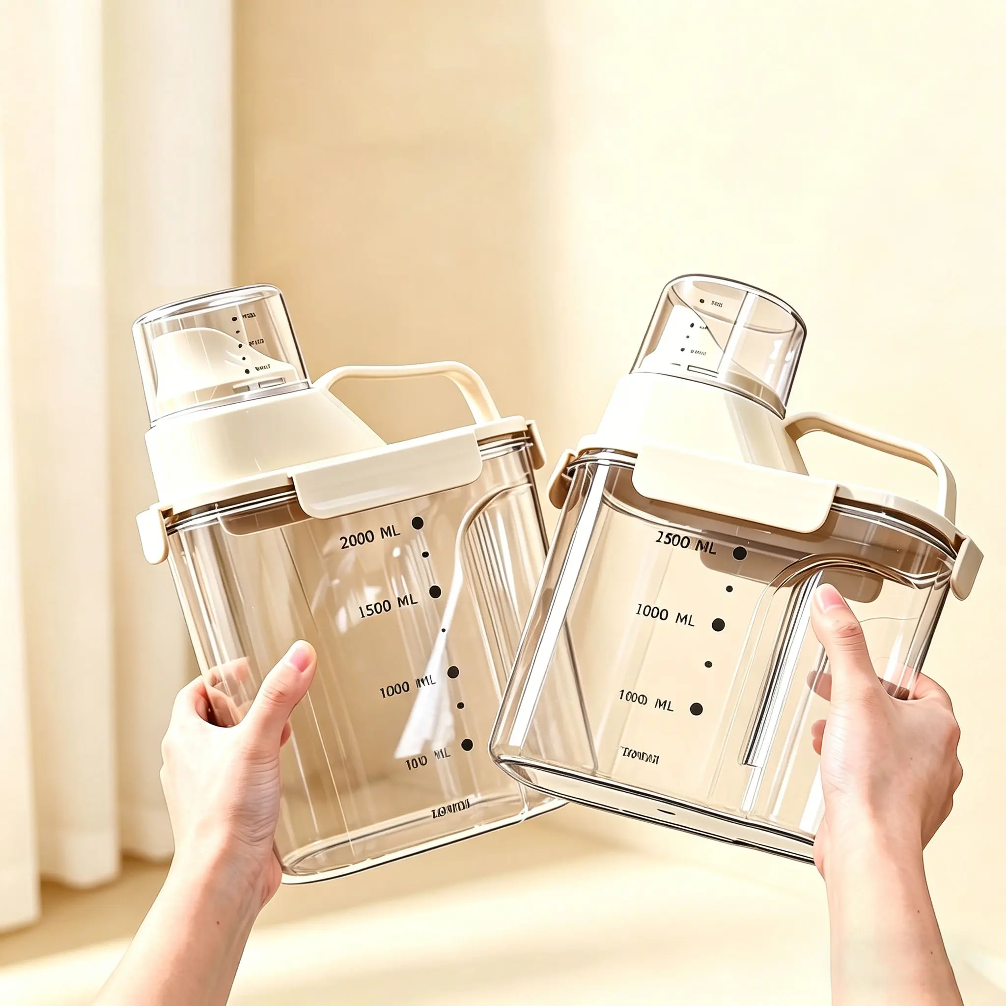 Airtight Transparent Food Storage Jar with Measuring Cup & Handle, Stop Wasting Moldy Pet Kibble & Stale Rice, Moisture-Proof Container for Grains Cereal Dog & Cat Pet Food