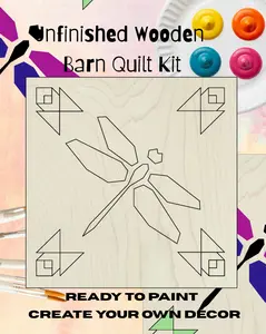 Dragonfly Barn Quilt Pattern: DIY Craft Kit for Adults | Craft Kit for Adults | Quilted Wood Blocks Stencils Preprinted