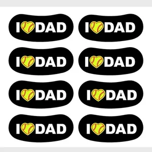 Father’s Day Eye Black Stickers Four Pairs per Sheet I Love Dad Eye Black Stickers for Softball Tournaments Perfect for Sports Events Softball Heart