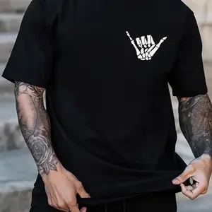 Short Sleeve Rock And Roll Print Tees For Men, Casual Graphic T Shirt For Summer Spring Fall