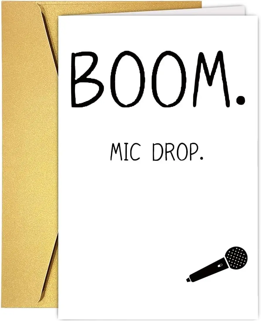 Funny Boom Mic Drop 2026 Graduation Card Gift for Son Daughter Friend, Congratulations Card for Graduation, Promotion, Achievement, New Job