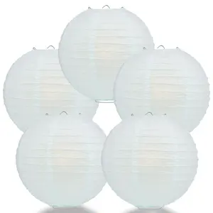 CLOSEOUT 5-Pack 36 Inch Arctic Spa Blue Jumbo Parallel Ribbing Round Paper Lantern