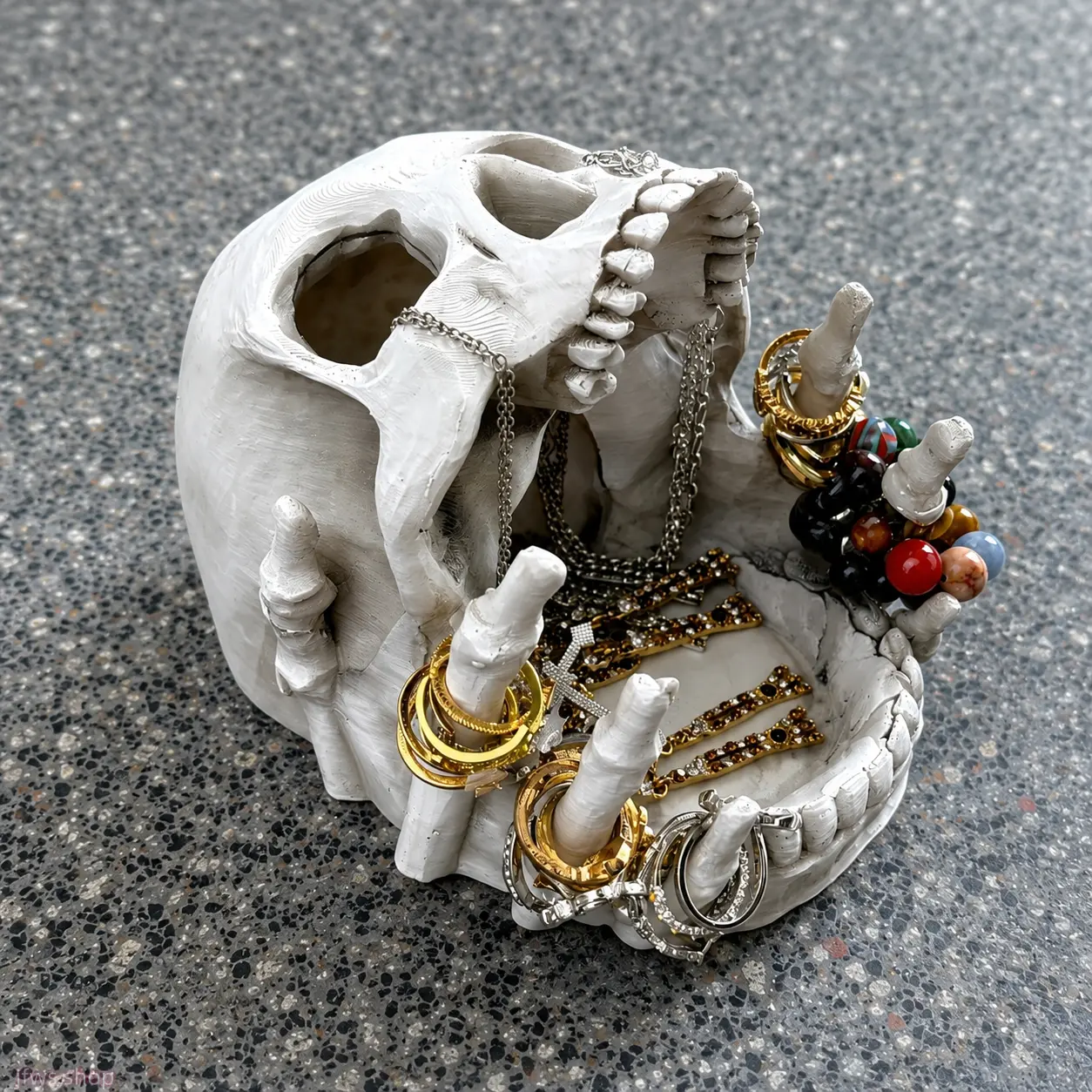 2-In-1 Resin Skull Motif Jewelry Holder & Ashtray Tray, Gothic Look Lightweight Durable Organizer, Light Luxury US Design for Home/Office Desk Decor (DIY Bag Accessories), Two-In-One homedecor