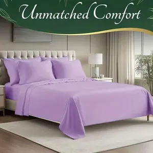 6pcs Bamboo Cooling Bed Sheets - Ultra-Soft Cooling Bedclothes Suitable for Hot Sleepers, Deep Pocket Fits Most Mattresses, Double-Stitched Sheets, Machine Washable Bamboo Fabric  -