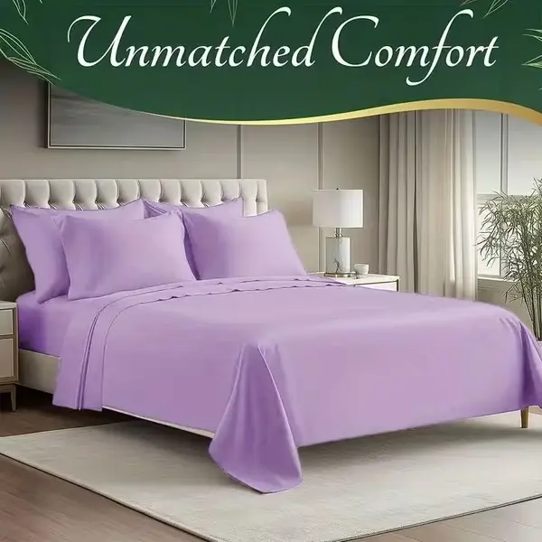 6pcs Bamboo Cooling Bed Sheets - Ultra-Soft Cooling Bedclothes Suitable for Hot Sleepers, Deep Pocket Fits Most Mattresses, Double-Stitched Sheets, Machine Washable Bamboo Fabric  -