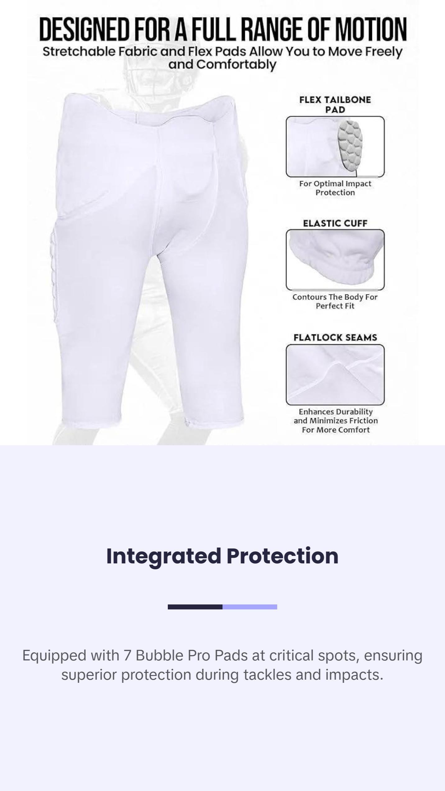 Exxact Sports Rebel Mens Integrated Football Pants with Built-in Pads, Lightweight Football Practice Pants with Lace-up Fly (A, White) Exxact Sports Rebel Mens Integrated Football Pants with Built-in Pads, Lightweight Football Practice Pants with Lace-up Fly (A, White)
