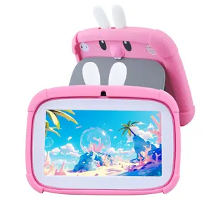 Veidoo Kids Tablet 7 inch 32GB WiFi Android Tablets with Parental Control Learning Educational Games Tablet in Cute Rabbit Shockproof Case, Pink
