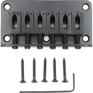 78mm Fixed Hardtail Bridge for 6 String  Strat Tele Electric Guitar (Black, 78mm)