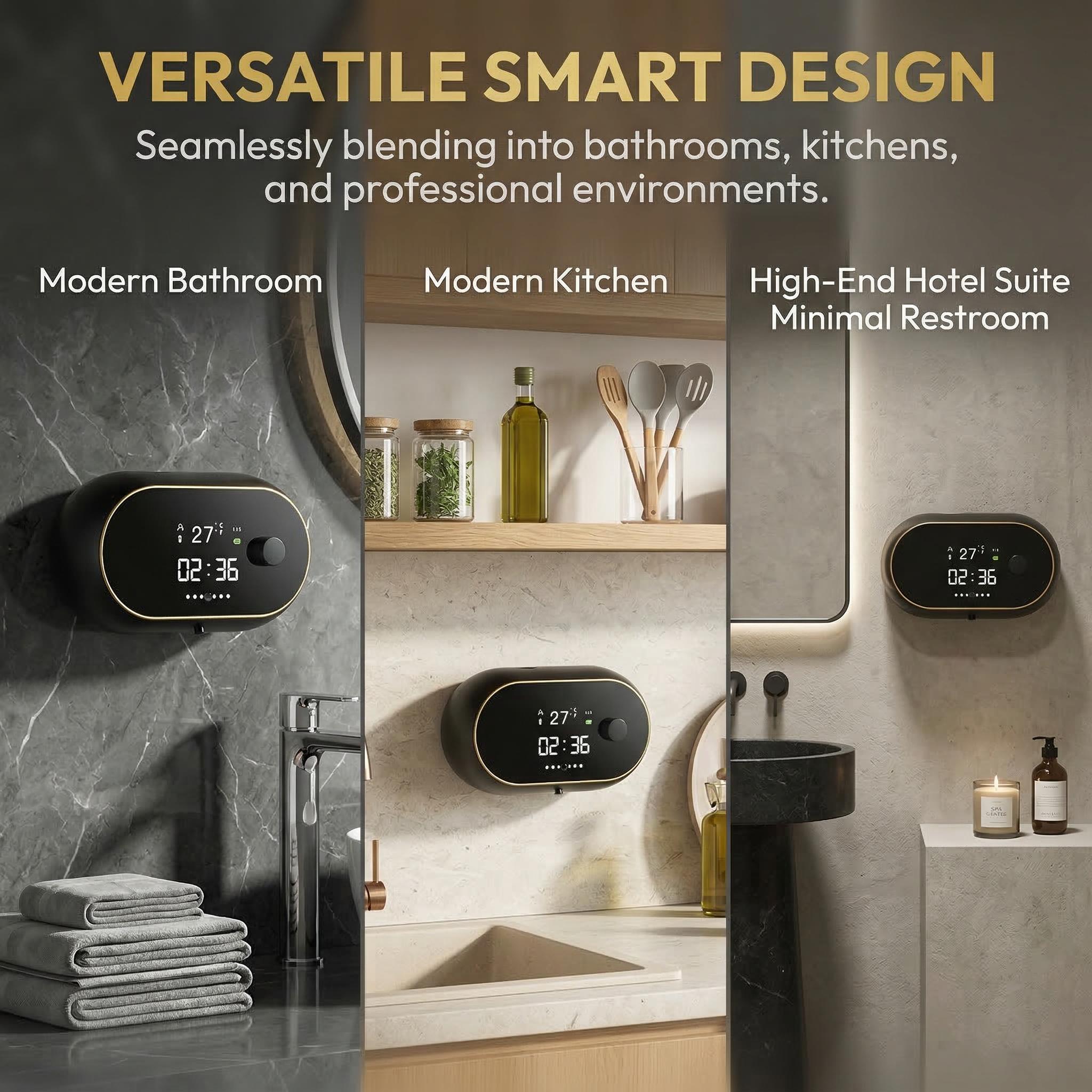 Automatic Soap Dispenser Foam Bathroom - Wall Mount Rechargeable Touchless Adjustable Smart Electric Dispenser with Clock/March Madness/Spring Break - Hygienic Solution for Kitchen/Bathroom