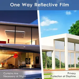 Mirror Window Privacy Film 36in x 10ft - Chrome Reflective Static Cling One-Way Daytime Privacy Tint for Home and Office Use window film