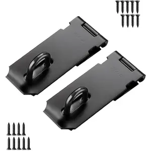 4 Inch Extra Thick Stainless Steel Door Hasp Padlock Latch, Safety Clasp Gate Lock Hasp with Mounting Screws, Matte Black Finish, 2 Pack