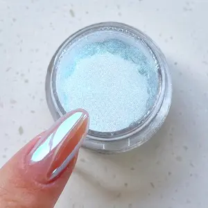 BEAUTNICE Moonlight Aurora Chrome Nail Powder - Unicorn Mermaid Iridescent Glitter for DIY Home Salon Manicure Decoration, Robin's Egg Blue