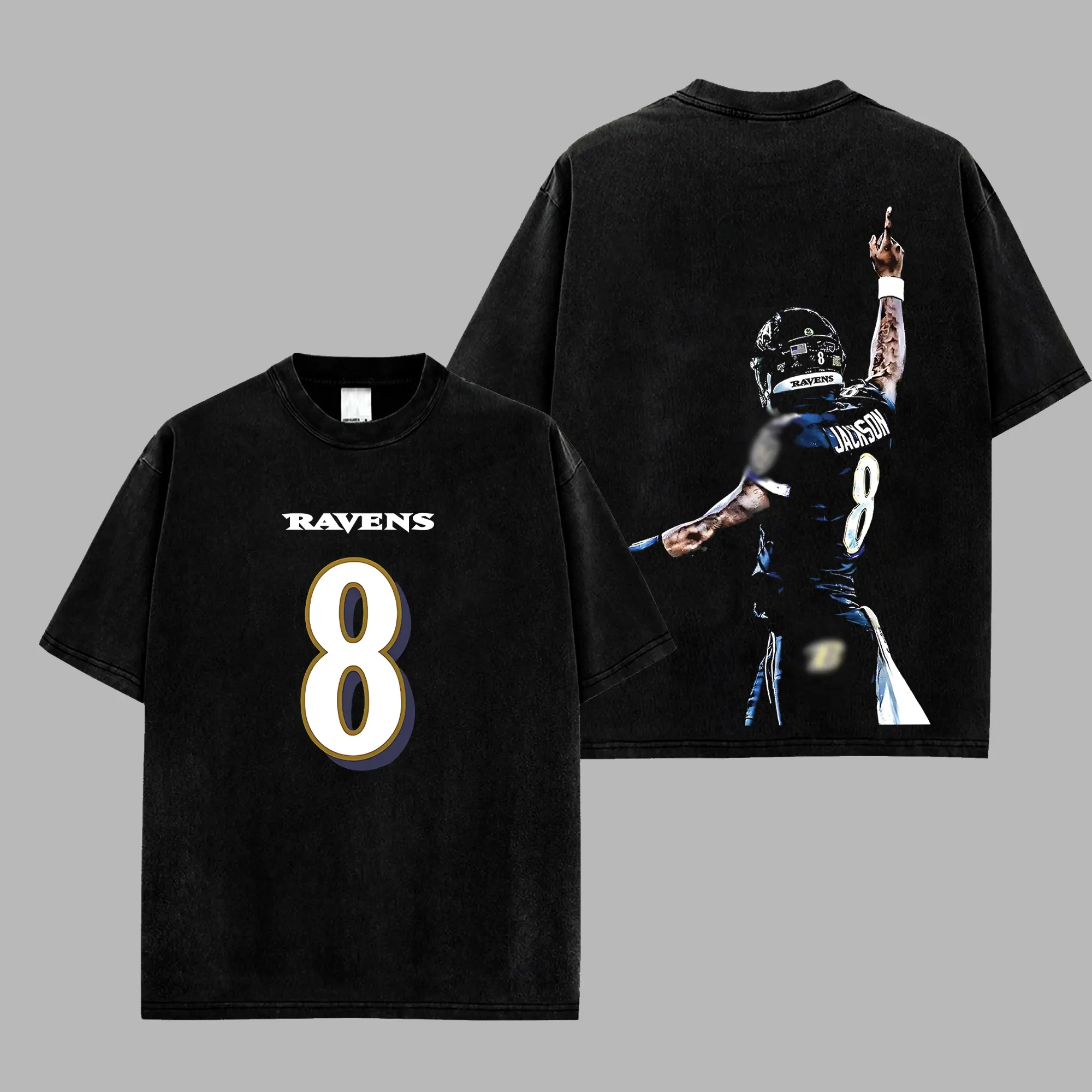 [RedZoneStyle] Lamar Jackson Flock Nation Game Day Retro Unisex 100% Heavyweight Cotton T-Shirt – Action Jackson Lamarvelous Fans Shirt, Ravens Flock Football Shirt, Game Day Outfits, Gift For Football Fans