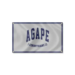 AGAPE Flag 3x5 Feet Christian Bible Verse Indoor Use with Buttons for Easy Hanging Bedroom Dorm Office Decor