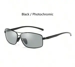 High-End Aluminum Alloy Frame Photochromic Polarized Fashion Fashion Glasses, Brand Designer Glasses For Driving, Fishing, Outdoor, Business, Vintage, Color-Changing Lenses, Unisex Rectangular & Square Metal Frame Chameleon Glasses, Day And Night Use