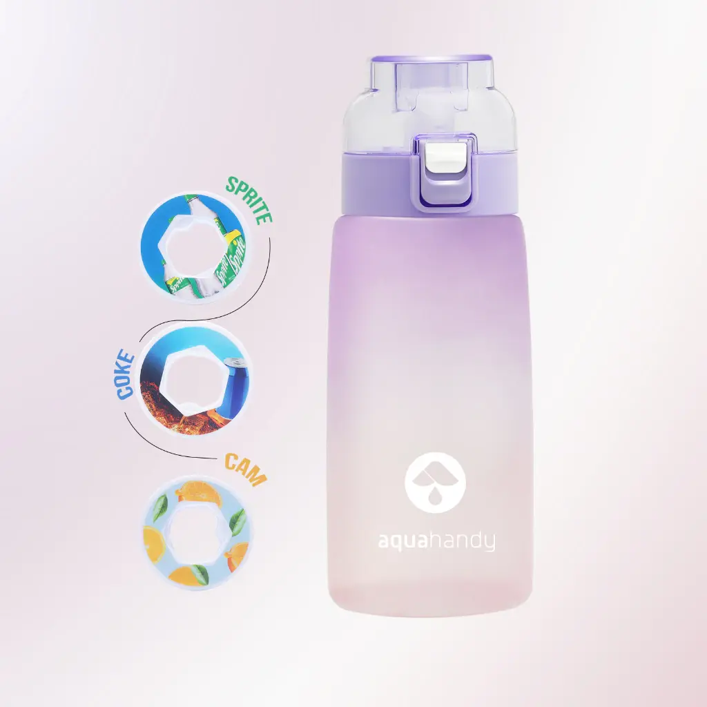 Air Scent Water Bottle 20oz with 3 Fruit Flavor Pods (Cola,Lemon,Cherry) & Straw | Scent-Based Flavored Water Bottle, Gradient blue | No Calories, Sugar-Free, BPA Free