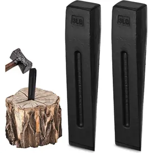 2 Pcs Manual Log Splitter Wedge Wood Splitting Wedges for Firewood 2 Way Black Design Forged Steel Tool for Easy Wood Splitting Sharpened Edge for Outdoor Logging Chopping(3 Lbs)