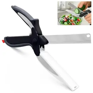 2 in 1 Kitchen Scissors Clever Food Cutter ️ Stainless Steel Scissors with Built-in Cutting Board | Versatile Vegetable & Meat Shears | Easy Kitchen Gadgets for Quick Meal Prep