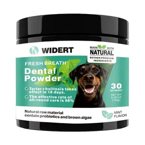 Dog Dental Powder for Fresh Breath & Teeth Cleaning, Postbiotic Plaque & Tartar Remover (30 Scoops), Pet Finger Cots, Probiotic Toothpaste, Enamel Repair Dental Sticks & Breath Freshening Dental Wipes for Dogs