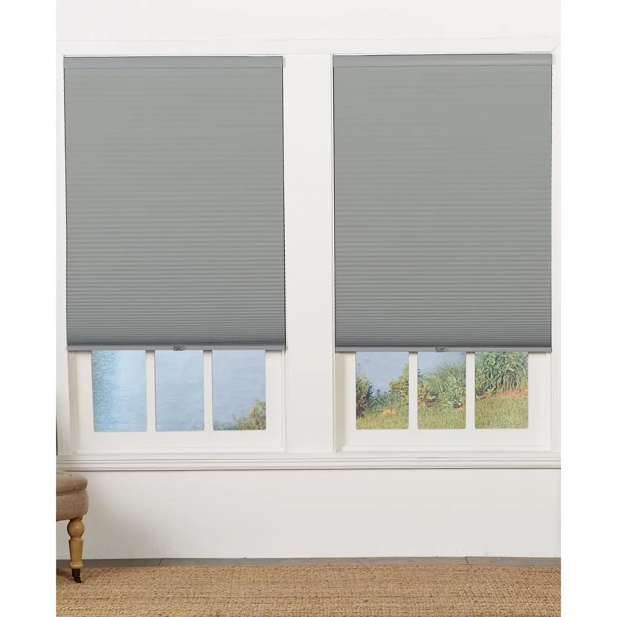 212 MAIN Cordless Blackout Cellular Window Shades - Child-Safe Cordless Blinds, Gray Blackout Window Cover for Rooms, 39x64 in.