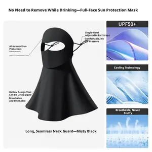 2026 New Model: Women's High-Style Sun Protection Mask with UV Protection, Neck Guard, and Water-Drinking Feature, Made of Ice Silk for Summer, Full-Face Mask