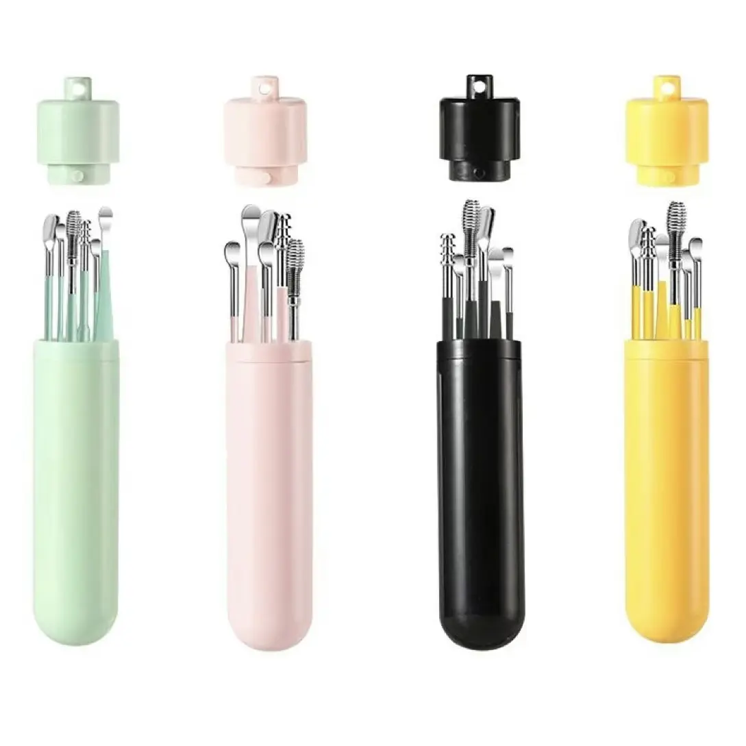 6 Counts/Set Ear Wax Remover Tool,Ear Wax Removal Tool Set with Storage Tube,Ear Cleaning Kit Ear Spoons Ear Picks Curette, Earwax Cleaning Supplies.
