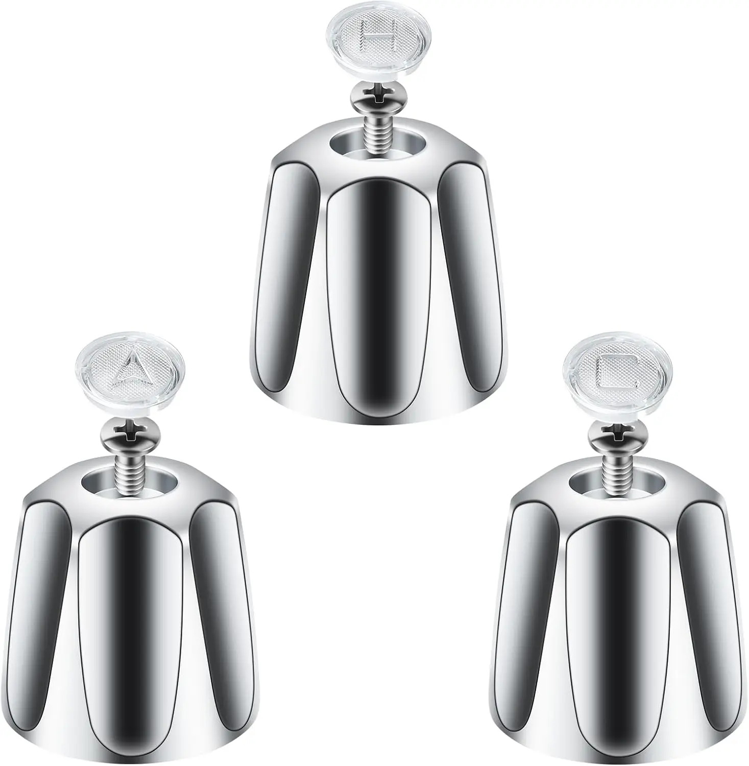 Metal 3 count Shower Knob Replacement, Compatible with Price Pfister Shower Verve and tub/Shower Faucet Handle, Shower Knob for 12  9.5mm valve stem, Height 2.35 in Width 2.35 in (Chrome)