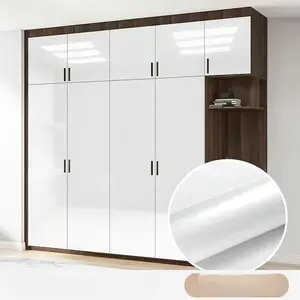 One roll[23.62*393.70 in]Bright white self-adhesive vinyl renovation sticker for cabinets, countertops, and furniture - waterproof, peel and stick, thick painted surface, easy DIY home renovation, wall sticker, removable home decoration