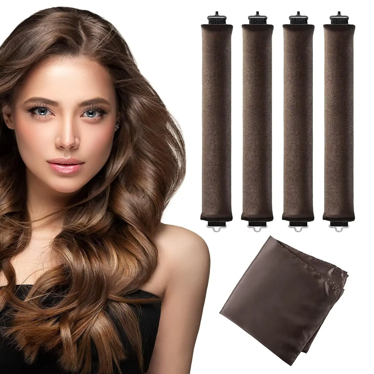 Seritant Heatless Curls Overnight with Satin Head Scarf, Velvet Hair Rollers for Blowout Look, No Heat Curling Rod for Long Thick Hair, Soft Sleep In Flexi Rods- B0DHKLB2HQ