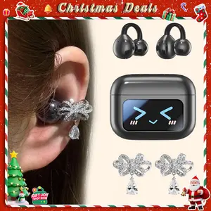 [Valentine's Day] Tukio 2026 M100 Fashion Clip-On Earphones, featuring interchangeable earring accessories, an audio-visual touchscreen, and wireless audio transmission technology. Equipped with Bluetooth 6.0 for faster and more stable connections.