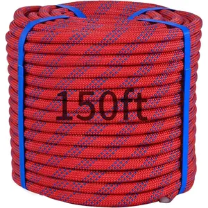 150Ft 1/2 Inch Heavy Duty Climbing Rope - for Tree Swing, Pulling, Outdoor & Gym Use (Red)