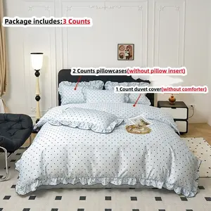 Polka Dot Pattern Bedding Set, 3 Counts/set Including 1 Count Decorative Duvet Cover & 2 Counts Pillowcase without Filler, Soft Comfortable Bedding Set for Home Bedroom, Duvet Cover Sets, Bed Sets Supplies