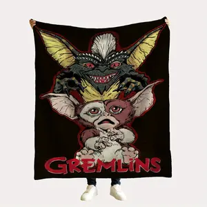 Horror movie character elf print flannel blanket, soft and warm, suitable for sofa, office, bed, camping, travel, multi-purpose all-season gift