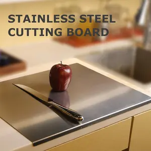 Large 304 Stainless Steel Cutting Board Non-Slip Kitchen Chopping Board for Meat & Vegetables Knives
