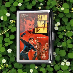 Satan Was A Lesbian Cigarette Case Money Card Holder, Zigarettenetui, Business Card, Antique Alive, Flower