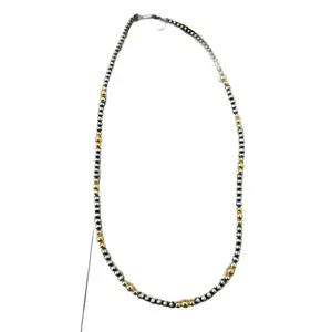 Navajo Sterling Silver & Gold Beaded Necklace