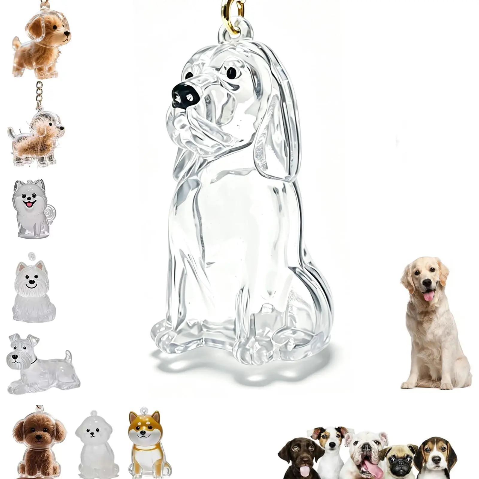 Dog Hair Keepsake Keychain Charm - Transparent Capsule Pendant, Cute Puppy Design, Lightweight Pet Memorial Gift for Dog Lovers, Holiday Present
