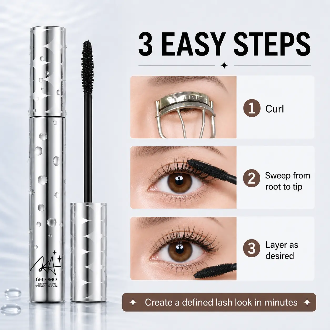 Long  Cow  Lashes  Mascara,Waterproof Tubing Mascara, Lengthening & Curling Natural Black Mascara, Clump-Free Smudge-Resistant Formula for Defined, Separated and Fluffy-Looking Lashes， Makeup Cosmetic