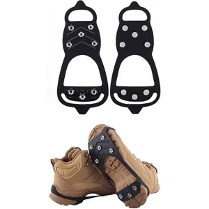 1 pair of boots with ice skates, universal anti slip hiking spikes, miniature shoe studs for ice and snow, durable snow shoes for winter hiking and climbing, durable snow crabs for ice fishing, 8 steel nail grabbing spikes, Track Shoes Spikes Covers