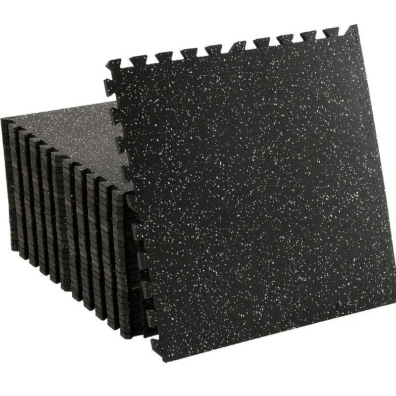 12-Pack Rubber Top Exercise Mats, High-Density Eva Foam, Excellent Shock Absorption, Interlocking Design, Ideal for Home Gym, Noise Reduction, Gymnastics Mats, Workout Mats for Home Gym, Training Mats