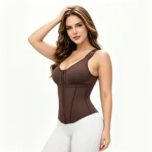 Women Zip Front Waist Trainer with Built-in Bra, Tummy Control Cincher  Postpartum Recovery Waist Trainer with Built-in Bra, Abdomen Compression Shaper  Adjustable Strap Waist Trainer Corset with Built-in Bra for Women, Hourglass Shaper