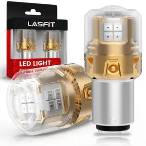 Lasfit LED Brake Tail Stop Parking Light Bulbs with LED Backlights - 1157,2057,2357,7528 Sizes, Brilliant Red, Upgraded L2 Series, 2 Bulbs (Not for Trucks)