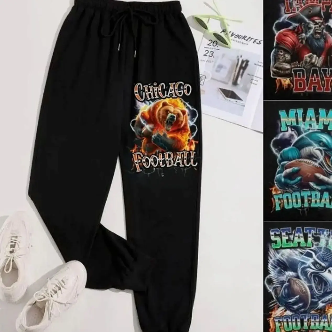 All Team Football Vintage Graphic Throwback Black Color Sweatpants, Vintage Football Retro Style Casual Unisex Pants, Sport Sweatpants undefined For Men, For Women, Trendy, Best Gift RRYMK
