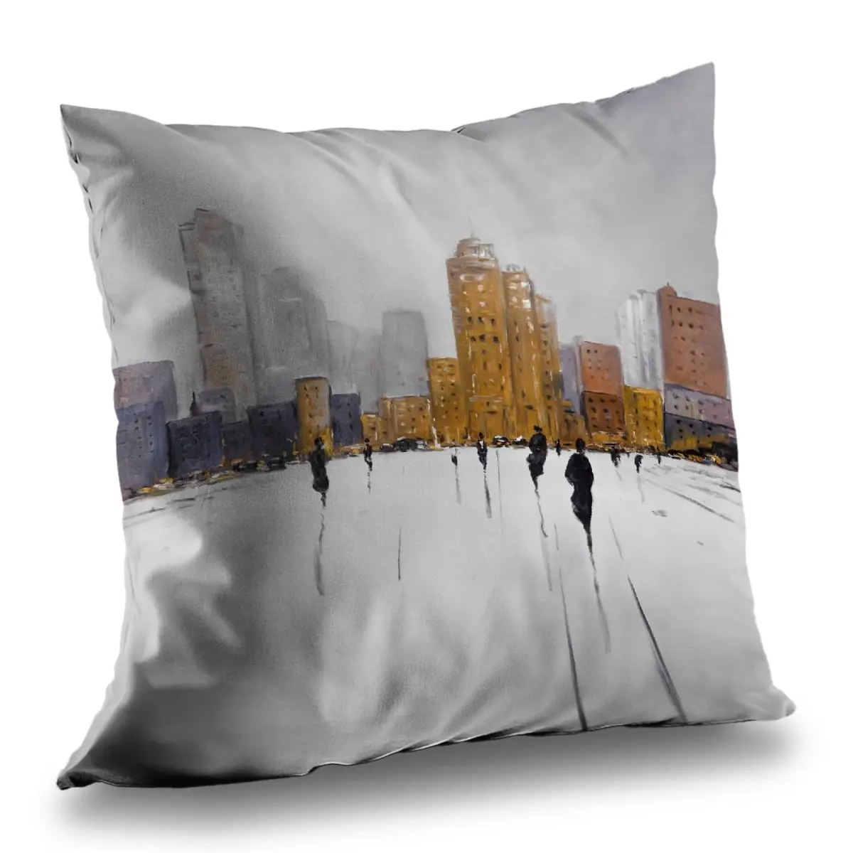 14x14 in. Skyline Print Office Building Twill Weave Throw Pillow - 360 Stand, Urban Artwork Textile, Soft Insert, Durable Cushions, Modern Decor for Home, Office Use