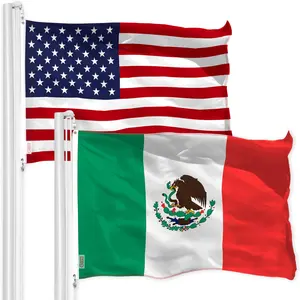 G128 Combo Pack: American USA Flag 2x3 & Mexico Mexican Flag Ft 2x3 Ft | Both LiteWeave Pro Series Printed 150D Polyester, Brass Grommets