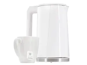 MegaChef White 1.7 Liter Double Wall Stainless Steel Electric Tea Kettle